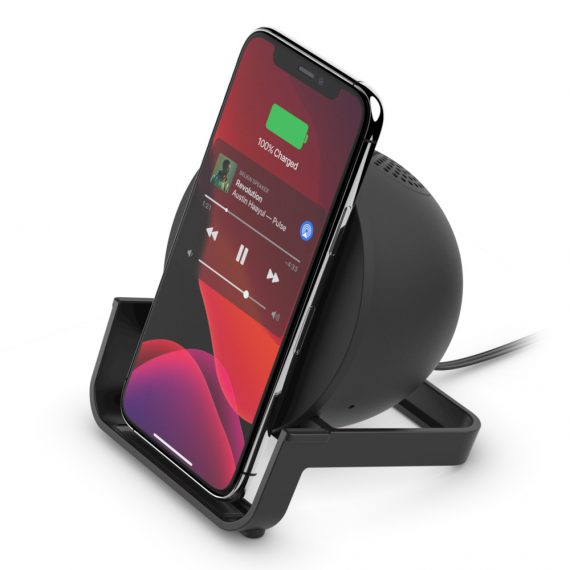 BOOST UP CHARGE UP Wireless Charging Stand + Speaker, White - Image 2