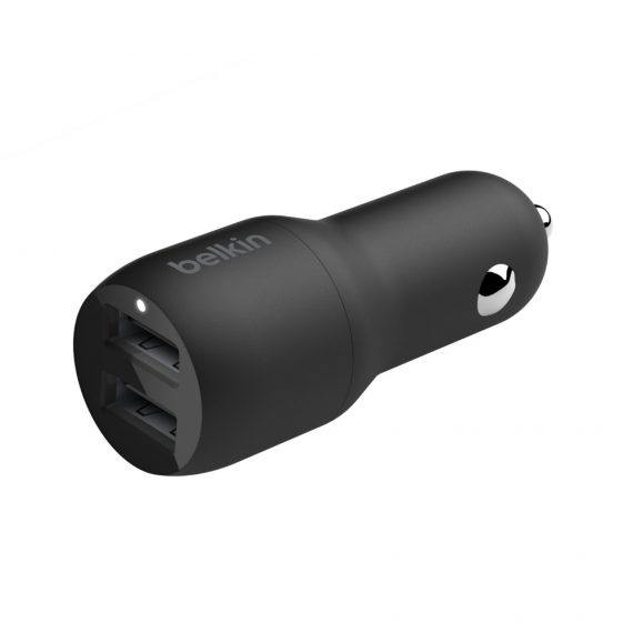 Dual USB-A Car Charger w/ 1M PVC A-LTG, 24W, BLK - Image 3