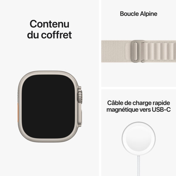 Apple Watch Ultra GPS + Cellular, 49mm Titanium Case with Starlight Alpine Loop - S - Image 3