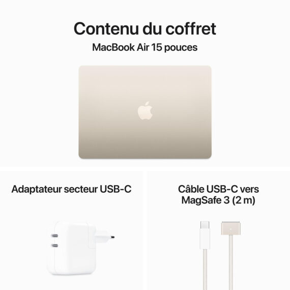 15 inch MacBook Air Apple M3 chip with 8 core CPU and 10 core GPU Starlight (2024) – Image 4