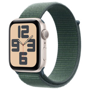 Apple Watch SE GPS 40mm Starlight Aluminium Case with Blue Lake Green Sport Loop (2024)