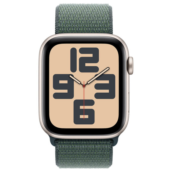 Apple Watch SE GPS 44mm Starlight Aluminium Case with Blue Lake Green Sport Loop (2024) - Image 2