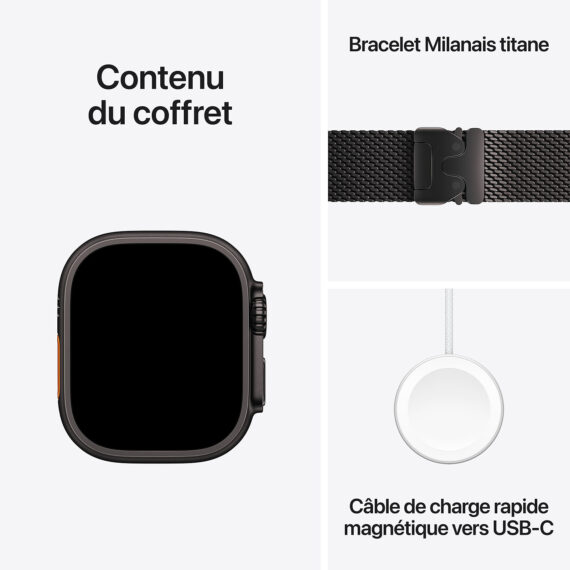 Apple Watch Ultra 2 GPS Cellular 49mm Black Titanium Case with Black Titanium Milanese Loop L - Image 2