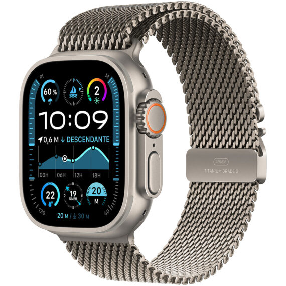 Apple Watch Ultra 2 GPS Cellular 49mm Natural Titanium Case with Natural Titanium Milanese Loop S