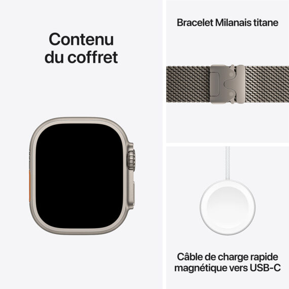 Apple Watch Ultra 2 GPS Cellular 49mm Natural Titanium Case with Natural Titanium Milanese Loop S - Image 3