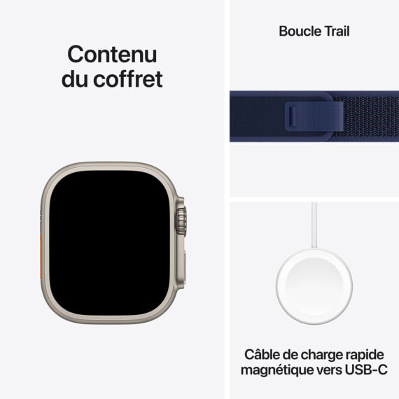 Apple Watch Ultra 2 GPS Cellular 49mm Natural Titanium Case with Blue Trail Loop M/L - Image 3