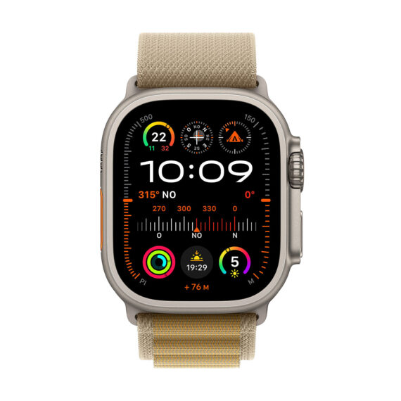 Apple Watch Ultra 2 GPS Cellular 49mm Natural Titanium Case with Tan Alpine Loop Medium - Image 2