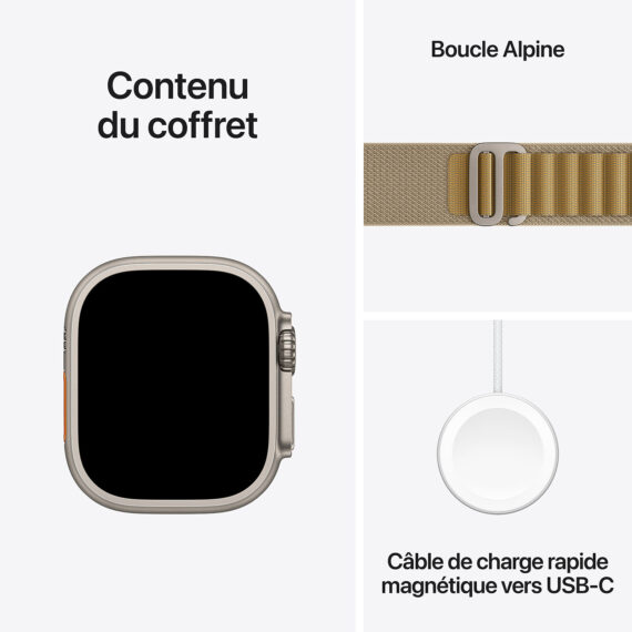 Apple Watch Ultra 2 GPS Cellular 49mm Natural Titanium Case with Tan Alpine Loop Medium - Image 3