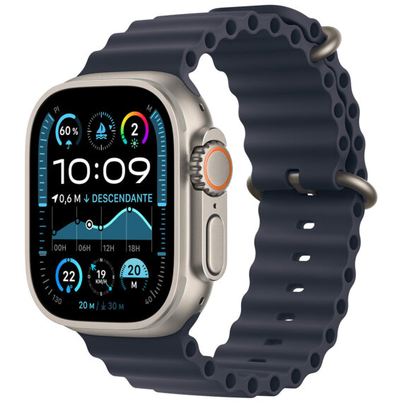 Apple Watch Ultra 2 GPS Cellular 49mm Natural Titanium Case with Navy Ocean Band