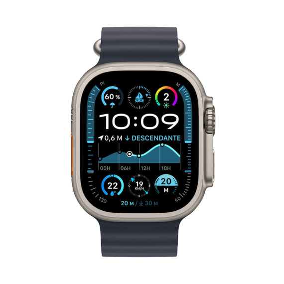 Apple Watch Ultra 2 GPS Cellular 49mm Natural Titanium Case with Navy Ocean Band - Image 2