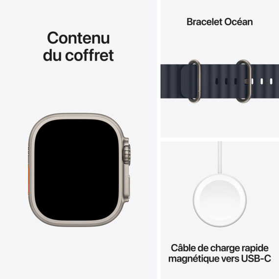 Apple Watch Ultra 2 GPS Cellular 49mm Natural Titanium Case with Navy Ocean Band - Image 3