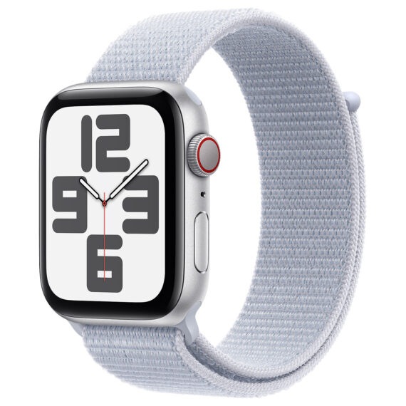 Apple Watch SE GPS 44mm Starlight Aluminium Case with Blue Cloud Sport Loop (2024)