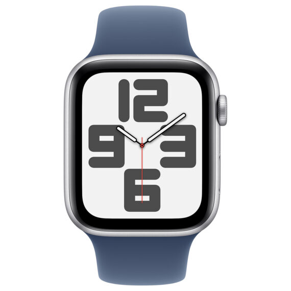 Apple Watch SE GPS 44mm Starlight Aluminium Case with Denim Sport Loop (2024) - Image 2